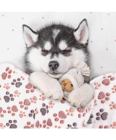 Pedgot Fluffy Dog Blankets with Paw Print - Set of 4 | Soft & Warm Pet Throw Blankets for Small Dogs & Cats | Brown/White/Pink | 24 x 16 & 30 x 20 Inches - Buy Online on GoSupps.com