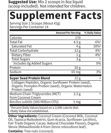 Garden of Life Grass Fed Collagen Protein Chocolate Coconut MCTs 20.74 oz (588 g) - Buy Online on GoSupps.com