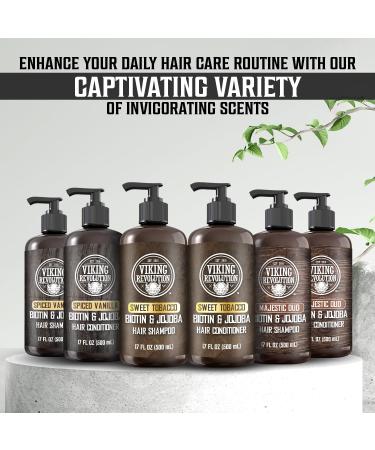 Viking Revolution Majestic Oud Men's Shampoo & Conditioner Set with Biotin & Jojoba Oil - Natural Hair Care for Thinning Hair (17oz) - Pack of 2 - Buy Online on GoSupps.com