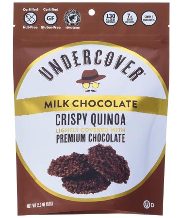 UNDERCOVER CHOCOLATE QUINOA CRISPS – MILK CHOCOLATE | 8 Pack of 2oz Bags | Gluten Free Crispy Quinoa chocolate snacks | Kosher, Allergen Friendly, Nut Free