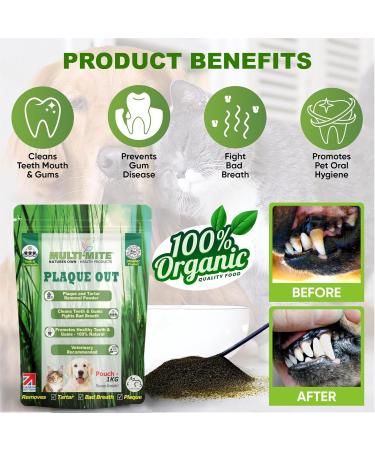 PLAQUE OUT 1KG: Organic Tartar Plaque Remover for Dogs & Cats - Bad Breath, Teeth & Gum Care - Buy Online on GoSupps.com