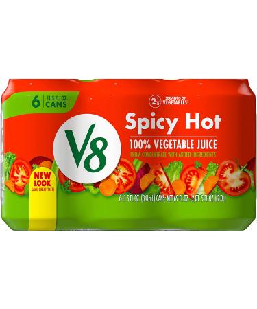 V8 Spicy Hot 100% Vegetable Juice 11.5 oz Can, Pack of 6 - 11.5 Fl Oz Spicy Hot, 6-Pack - Buy Online on GoSupps.com