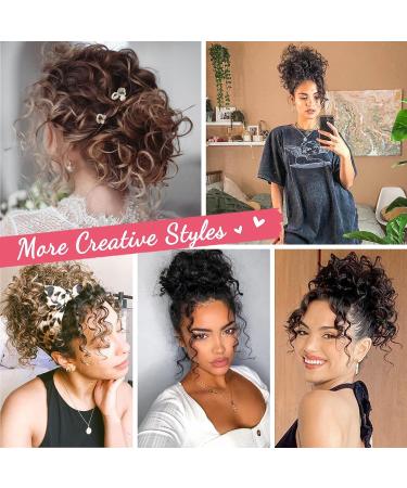 HOOJIH Messy Hair Bun Piece - Elastic Drawstring Loose Wave Curly Bun 65g Short Synthetic Ponytail Extension for Women - Natural Black - Buy Online on GoSupps.com