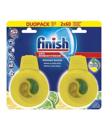 Finish Dishwasher Freshener Lemon 60 Washes 2 Count (Pack of 1)