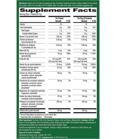 Emergen-C Energy+ Drink Mix - B Vitamins, Vitamin C & Natural Caffeine | Blueberry Acai Flavor (18 Pack) - Buy Online on GoSupps.com
