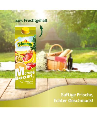 Pfanner Morning Boost Drink 2L - Yellow Fruit Nectar with 40% Fruit Content | Multivitamin Multi-Fruit Drink with B C E Vitamins | International Shipping Available - Buy Online on GoSupps.com