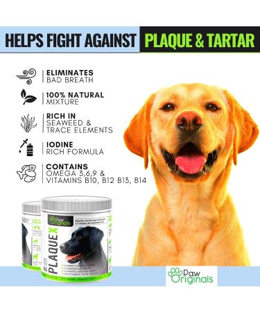 Paw Originals Plaque X 100% Natural Plaque Off & Tartar Remover For Dogs & Cats | Breath Freshener For Dogs Cats & Pets | 180g | No Toothbrush & Supports Gum & Teeth Health 180 g (Pack of 1) - Buy Online on GoSupps.com