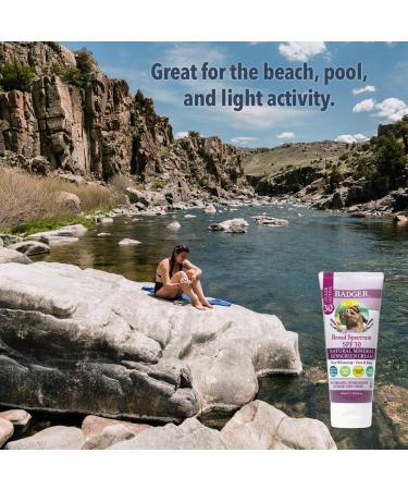 Badger Natural Mineral Sunscreen Cream SPF 30 - Lavender 2.9 oz | Eco-Friendly UV Protection - Buy Online on GoSupps.com