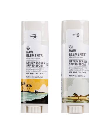 Raw Elements Mike Field Lip Sunscreen - SPF 30 UVA-UVB Protection Reef-Safe Non-Nano Zinc Water Resistant 0.15 oz (2 Pack)