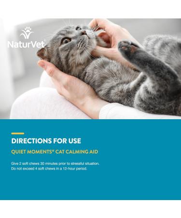 NaturVet Quiet Moments Cat Calming Aid with Melatonin - 60 Soft Chews - Buy Online on GoSupps.com