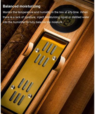 Cigar Humidor Leather Cedar Wood Cigar Cabinet with Digital Hygrometer Humidifier Cigar Accessories to Accommodate 50 Cigars Brown - Buy Online on GoSupps.com