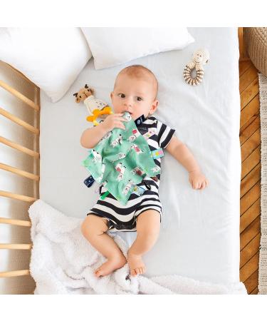 2Pcs Baby Appease Towel Blankets Unicorn Alpaca Soothing Plush Blanket with Colorful Taggies Teether - Pink+Green - Buy Online on GoSupps.com