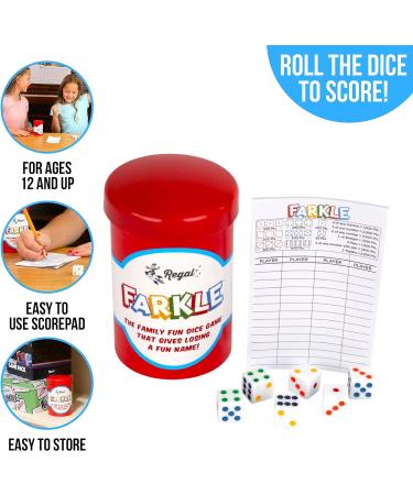 Regal Games Farkle Dice Game Set | Family-Friendly Fun with Six Dice and Scorecards | Includes Storage Cup | Ideal for 2-4 Players Ages 12 - Buy Online on GoSupps.com