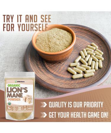 XPRS Nutra Organic Lions Mane Powder - 4 oz Premium Mushroom Supplement for Mental Clarity, Cognition & Immunity - Vegan Friendly - Buy Online on GoSupps.com