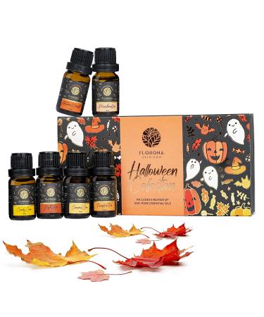 Florona Halloween Fragrance Oil Gift Set - 6 Scents for Aromatherapy - 1 fl oz each - Autumn Wreath, Pumpkin Pie, Candy Corn, Marshmallow, Night Air, Caramel Corn - Buy Online on GoSupps.com