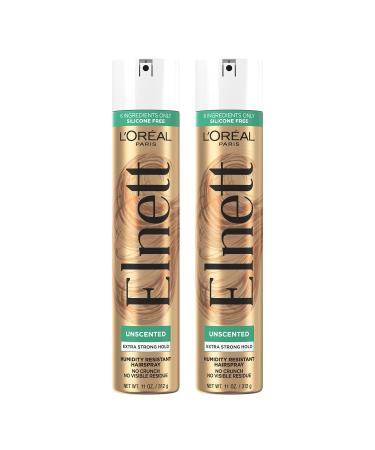 L Or al Paris Hair Care Elnett Satin Extra Strong Hold Hairspray Unscented 11 Ounce (Pack of 2) Unscented 11 Ounce (Pack of 2)