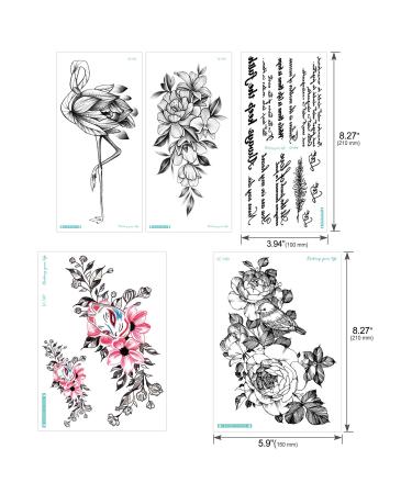 Konsait 13 Sheets Temporary Tattoos for Girls Women - Waterproof Black Body Art Sticker with Flower and Mehndi Designs - Buy Online on GoSupps.com