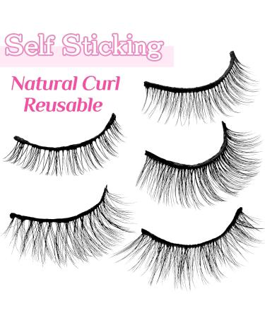 Reusable Self Adhesive Eyelashes - Natural Look No Glue 5 Pairs Fluffy False Lashes with Tweezers - International Shipping Available - Buy Online on GoSupps.com