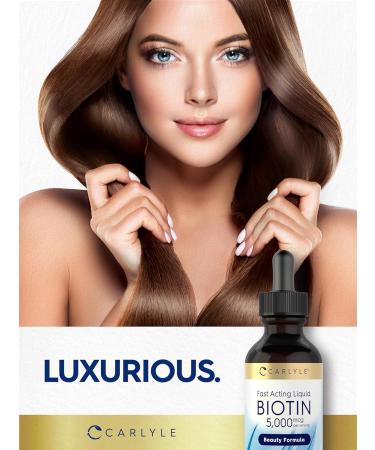Carlyle Biotin 5000mcg Liquid Drops | 4 fl oz | for Women and Men | Berry Flavor | Beauty Formula | Vegetarian Non-GMO & Gluten Free Supplement - Buy Online on GoSupps.com