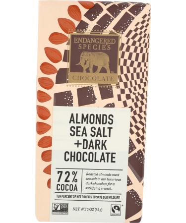 Endangered Species Chocolate Almonds Sea Salt + Dark Chocolate 72% Cocoa 3 oz (85 g)