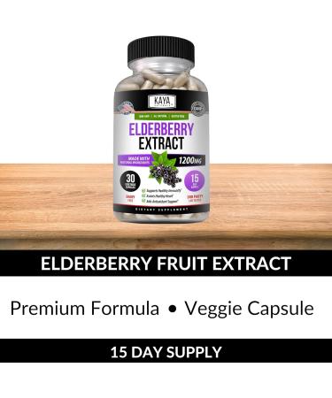Kaya Naturals Elderberry Immune Support - Elderberry Extract Rich Antioxidant Premium Vitamins 1200mg Immune System Booster Sambucus Capsules - 30 Count 30 Count (Pack of 1) - Buy Online on GoSupps.com