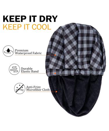 Kenllas Large Waterproof Shower Cap for Men - Reusable & Adjustable Bath Cap for Dreadlock Braids Curly Hair - Gray - Buy Online on GoSupps.com