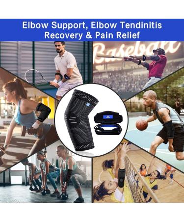 ABYON Medical Grade Elbow Compression Sleeve + Tennis Elbow Brace (3pcs) | Support Gear for Elbow Pain, Tendonitis, Arthritis | Men and Women - Medium Black - Buy Online on GoSupps.com