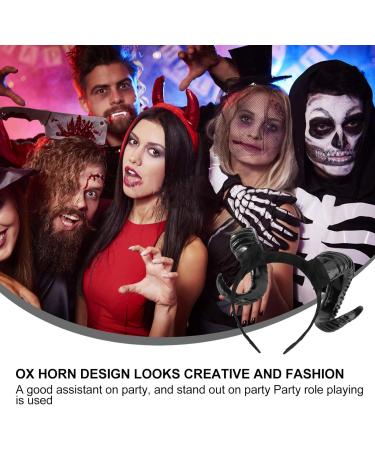 Large Horn Headband Black Devil Horn Hair Hoop Cosplay Ox Horn Hair Accessories for Party Halloween - Buy Online on GoSupps.com