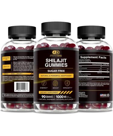 EFFECTIVE NUTRA Shilajit Gummies 1000mg | Pure Shilajit Resin for Energy Brain & Immunity | Supplement for Men & Women | Sugar-Free Vegan Gluten-Free | Natural Berry Flavor Made in USA (90ct) - Buy Online on GoSupps.com