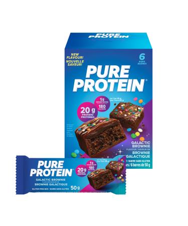 Pure Protein Bars - Nutritious Gluten Free protein bar made with Whey protein blend - low sugar protein snack. Deliciously satisfying. Galactic Brownie (Pack of 6)