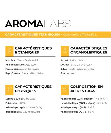 Calendula BIO (Calendula officinalis) - 100 mL - Mac rat Huileux Certifi Cosmos - Aroma Labs - Made in France 100 ml (Lot de 1) - Buy Online on GoSupps.com