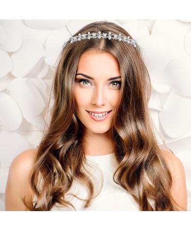 Rhinestone Wedding Headband Set - Crystal Flower Girl Crown Tiara for Bride & Bridesmaids - Faux Pearl Headdress for Wedding Party - Buy Online on GoSupps.com