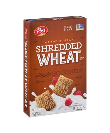 PACK OF 7 - Post Shredded Wheat Spoon Size Wheat'n Bran Cereal 18 oz. Box