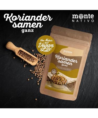 Coriander Seeds Monte Nativo (500 g) - Dried Coriander Whole - Coriander Seeds Perfect for Cooking and Baking - Coriander Seeds - Coriander Seeds as Spice or Tea - Buy Online on GoSupps.com