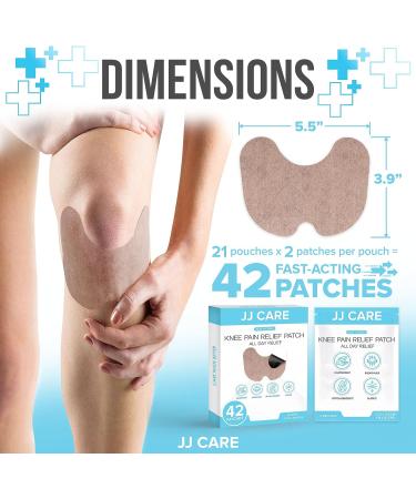 JJ CARE Knee Patches - 42 Extra Strength Pain Relief Patches for Knee - 5.5 x 3.9 Arthritis, Inflammation, Sciatica Relief - Muscle & Joint Support - Buy Online on GoSupps.com