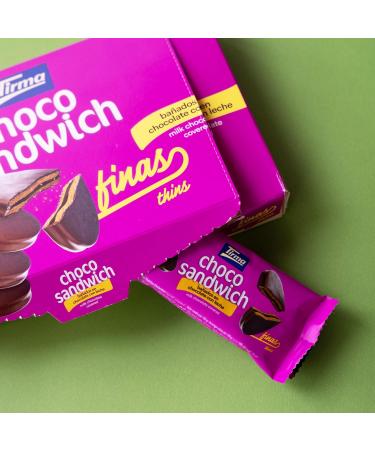Tirma Fino Sandwich with Milk Chocolate 8 Packs of 27g | Chocolate Filled Cakes | Crunchy Biscuit | Ideal Snack for Snacks or Gourmet Breaks | Made in the Canary Islands - Buy Online on GoSupps.com