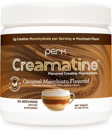 Perk Creamatine (Caramel Macchiato) 30 Servings - Flavored Creatine Monohydrate 5g of Creatine per Serving Naturally Sweetened Zero Sugar Gluten-Free Soy-Free