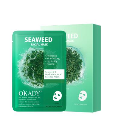 OKADY Face Facial Masks Sheet Natural Aloe Vera Orange Seaweed Serum Sheet Mask Hyaluronic Acid Moisturizing Facial Mask (Natural Aloe 25ml*10) Natural Aloe 1 Count (Pack of 10)