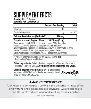 Dr. Joints NDS Nutrition Advanced Joint Health Formula with FruiteX-B Glucosamine & Chondroitin Improved Mobility & Flexibility 90 Capsules - Buy Online on GoSupps.com