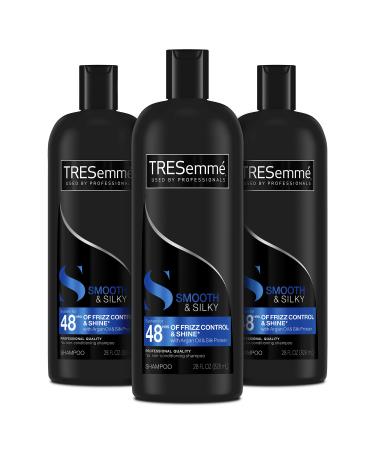 TRESemm Shampoo Tames and Moisturizes Dry Hair With Moroccan Argan Oil Smooth and Silky For Professional Quality Salon-Healthy Look And Shine, 28 Fl Oz (Pack of 3) 28 Ounce (Pack of 3) Tres-Smooth and Silky Shampoo