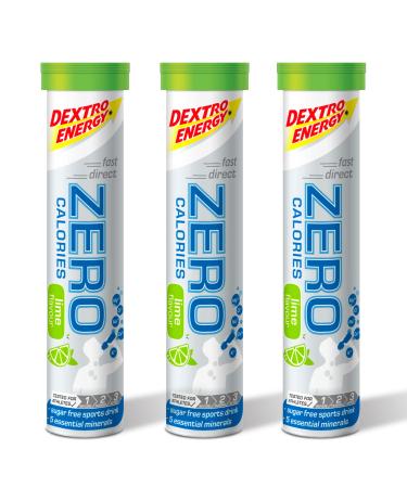 Dextro Energy Zero Calories I Recovery and Hydration Electrolyte Drink I Zero Effervescent Tablets I Lime | 3 Tubes 60 Tablets |