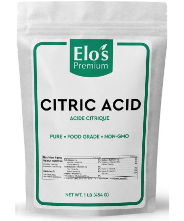 Citric Acid (1LB) by Elo s Premium |100% All-Natural Food Grade Flavour Enhancer| Packaged In Canada| Used As Household Cleaner and Preservative| Non-GMO Kosher and Halal Friendly Gluten Free| Make Skincare Cooking Baking Bath Bombs and More