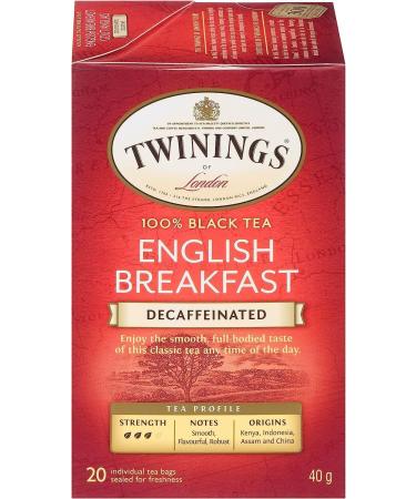 Twinings Decaf English Breakfast Individually Wrapped Tea Bags | Decaffeinated Black Tea | Smooth Flavourful Robust | 20 Count (Pack of 6) | Enjoy Hot or Iced Decaf English Breakfast 20 Count (Pack of 6) - Buy Online on GoSupps.com