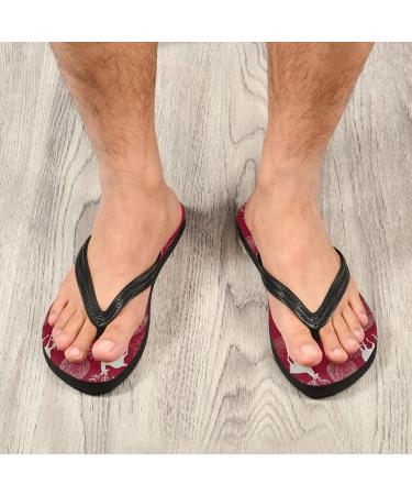 Mnsruu Christmas New Year Pine Tree Red Flip Flops | XL Hotel Spa Bedroom Travel for Men & Women - Buy Online on GoSupps.com