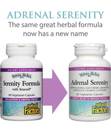 Natural Factors Stress-Relax Serenity Formula - 60 Vegetarian Capsules with Sensoril - Buy Online on GoSupps.com