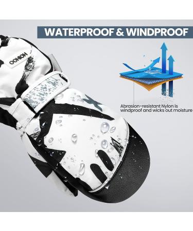 Hoihoo Kids Ski Mittens - Waterproof Snow Gloves for Boys & Girls - Black Large (9-12 Years) - Buy Online on GoSupps.com