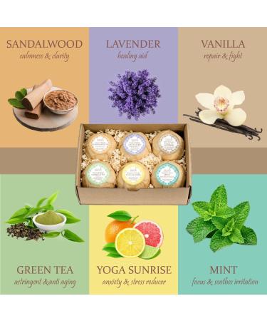 Calming Aromatherapy Bath Bombs Gift Set for Her - 6 Aromatic Scents to Relax and Revitalize Mind, Body & Soul - Luxury Spa Gift Basket for Women - Buy Online on GoSupps.com