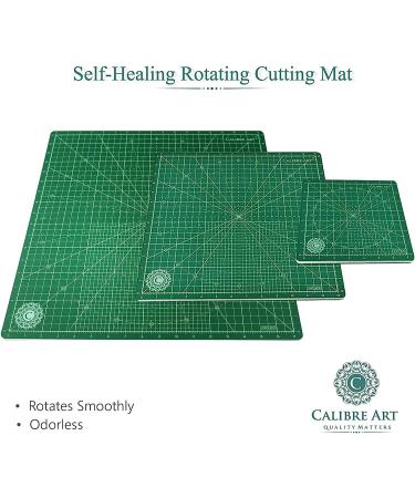 Calibre Art 14x14 Rotating Self Healing Cutting Mat with Grid - Ideal for Quilting & Art Projects - Green - Buy Online on GoSupps.com