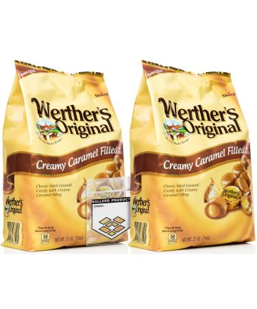 Werther's Original Creamy Caramel Filled Pack of 2 - Bulk Bags of Hard Candy Individually Wrapped (27 oz) Each - Werthers Caramel Filled Candy - Bundle with Ballard Products Pocket Bag - Buy Online on GoSupps.com