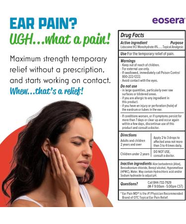 Ear Pain MD 4% Lidocaine Pain Relieving Drops 12.5 mL - Fast Relief for Ear Pain - Buy Online on GoSupps.com